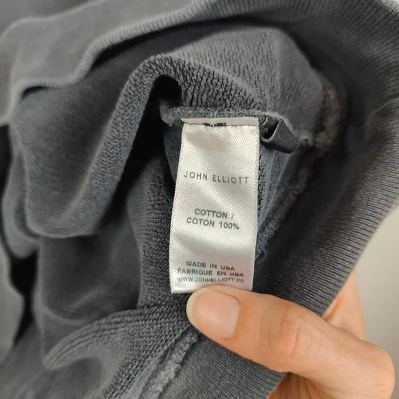 John Elliott Sweatshirt Mens Large 3 Grey Washed Distressed Sweatshirt Grunge - Picture 12 of 14